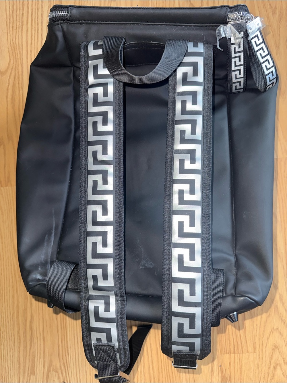 Versace Parfums Medusa Backpack Black Promo Bag Greek Key Strap Travel Bag - Picture 7 of 7